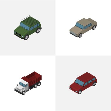 İzometrik taşıma zırhlı araba, navlun ve diğer vektör nesneleri kümesi. Ayrıca sürücü, Araba, otomatik öğeleri içerir.