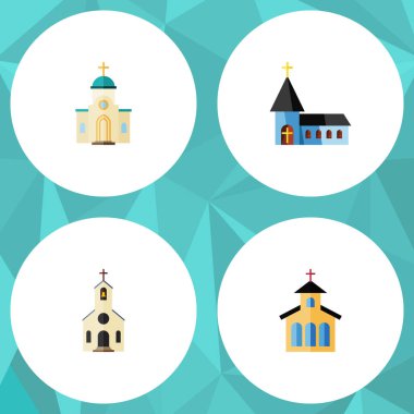 Düz simgesi kilise Binası, dini, Katolik ve diğer vektör nesneleri kümesi. Ayrıca kilise, dini, Hıristiyan öğeleri içerir.