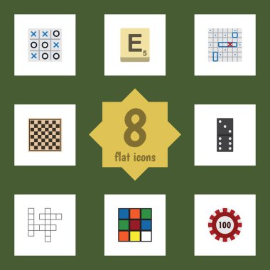 Düz simgesi Entertainment kümesi tahmin, Mahjong, Bones oyun ve diğer vektör nesneleri. Ayrıca Meydanı, satranç, Rubik öğeleri içerir.