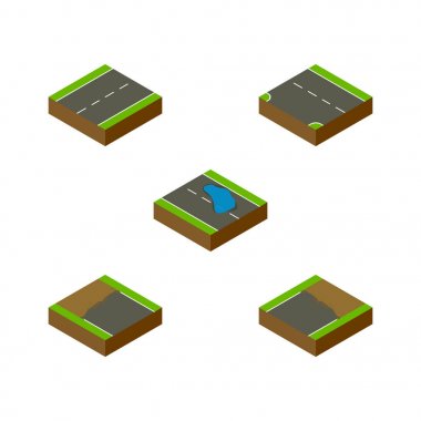 İzometrik yol kümesi eksik, Driveway, Plash ve diğer vektör nesneleri. Ayrıca tek aşağı, Lane öğeleri içerir.