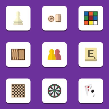 Düz simgesi Entertainment küp, piyango, Ace ve diğer vektör nesneleri kümesi. Ayrıca içerir Bingo kartları, loto öğeleri.