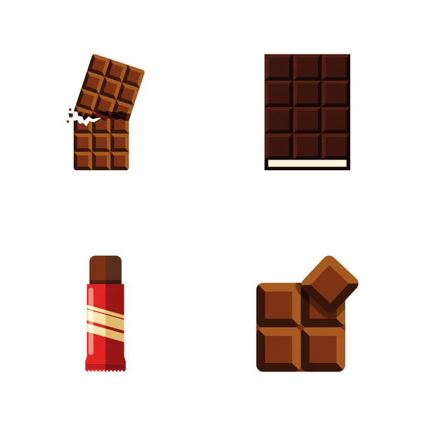 Icono plano amargo conjunto de cacao, dulce, postre y otros objetos vectoriales. También incluye dulces, confección, elementos de envoltura . — Vector de stock