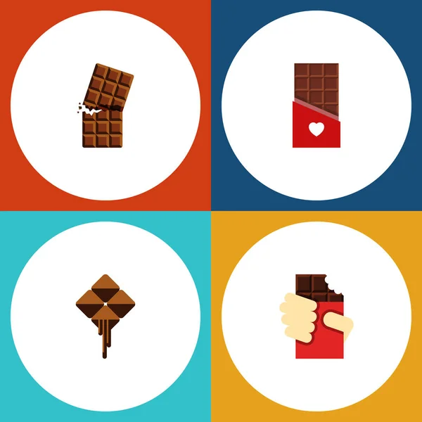 Плоский Icon Set какао обгортку, шоколаду, смачні і інші векторні об'єкти. Також включає в себе Delicious, гіркий, у формі елементами. — стоковий вектор