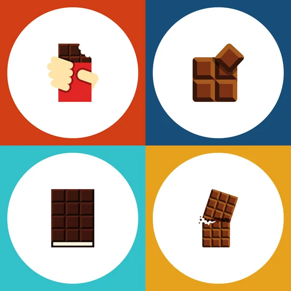 Плоский піктограмний гіркий набір обгортки, какао, фігурна коробка та інші векторні об'єкти. Також включає в себе десерт, смачні, обгорткові елементи . — стоковий вектор