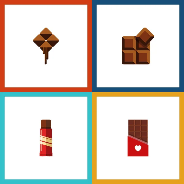 Плоска ікона Солодкий набір солодких, шоколадних, смачних та інших векторних предметів. Також включає конфігурацію, гіркі елементи . — стоковий вектор