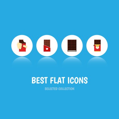 Düz simgesi kakao tatlı, şekilli kutu, çikolata ve diğer vektör nesneleri kümesi. Ayrıca içerir sarmalayıcı, çikolata, tatlı öğeleri.