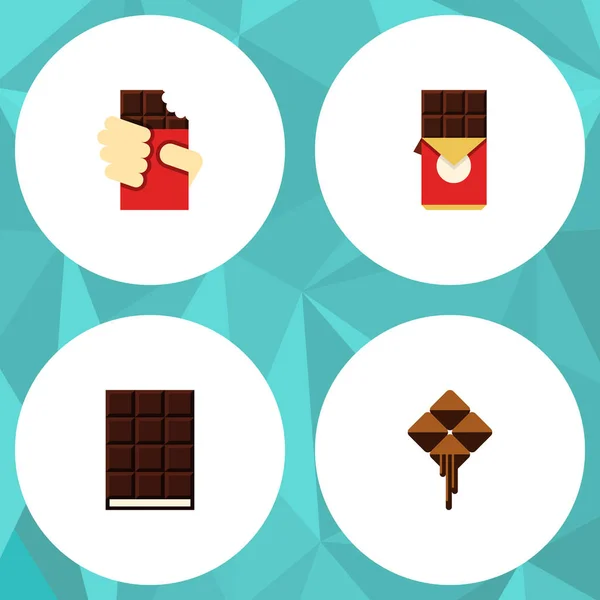Плоский Icon Set Гіркий шоколад у плитці, Delicious, десерт і інші векторні об'єкти. Також включає в себе Delicious, шоколад, елементи. — стоковий вектор