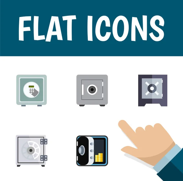 Flat Icon Safe Set of Security, Protection, Locked and Other Vector Objects. Также включает в себя Strongbox, Losted, Saving Elements . — стоковый вектор