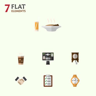 Düz simgesi hayat Bürosu, zamanlayıcı, saat ve diğer vektör nesnelerini ayarlayın. Ayrıca kol saati, Resepsiyon, ortaklık öğeleri içerir.