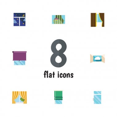 Düz simgesi çerçeve cam, cam, temiz ve diğer vektör nesneleri kümesi. Ayrıca pencere, cam, balkon öğeleri içerir.