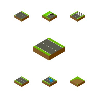 İzometrik yol tek şeritli aşağı, Set, altbilgi ve diğer vektör nesneleri. Ayrıca Underground, Plash, yol unsurları içerir.