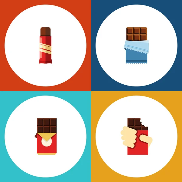 Düz simgesi çikolata ve şekilli kutu, tatlı, çikolata Bar ve diğer vektör nesneleri ayarlayın. Ayrıca acı, konfeksiyon, çikolata öğeleri içerir.