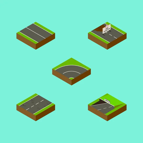 Isometric Way Ensemble de réparations, fissures, objets vectoriels plats et autres. Comprend également souterrain, asphalte, éléments du métro . — Image vectorielle