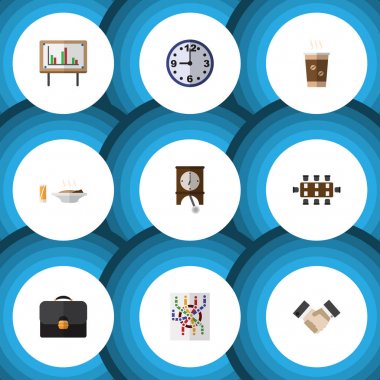 Düz simgesi Oneday kümesi beyaz tahta, Öğle Yemeği, Toplantı odası ve diğer vektör nesneleri. Ayrıca metro, el sıkışma, besin öğeleri içerir.