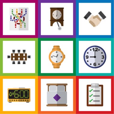 Flat Icon Life Set Of Clock, Mattress, Electric Alarm And Other Vector Objects. Also Includes Boardroom, Questionnaire, Electric Elements. clipart