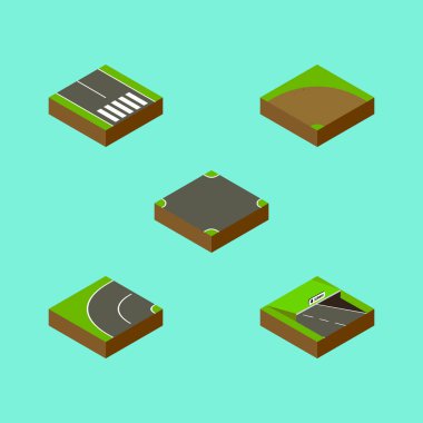 İzometrik yol kümesi yaya, yol, vektör nesnelerini kum. Ayrıca Şerit, asfalt, kum unsurları içerir.