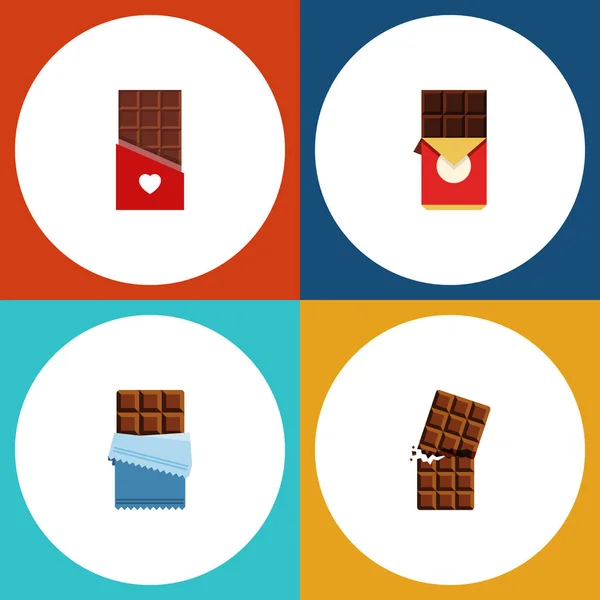 Плоска ікона Солодкий набір з гіркого, шоколадного, шоколадного бару та інших векторних об'єктів. Також включає в себе форми, шоколад, гіркі елементи . — стоковий вектор
