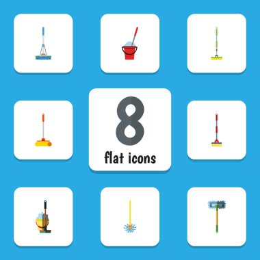 Besom, süpürme, süpürge sopası ve diğer vektör nesnelerini düz simge süpürge sopası seti. Ayrıca süpürme, Besom, süpürge sopası unsurları içerir.