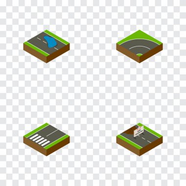 İzometrik yol Footpassenger, asfalt, onarım ve diğer vektör nesneleri kümesi. Ayrıca asfalt, asfalt, inşaat elemanları içerir.