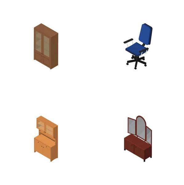 Isometrische Design Set kast, Bureau, kast en andere vectorobjecten. Ook omvat kast, stoel, kast elementen. — Stockvector