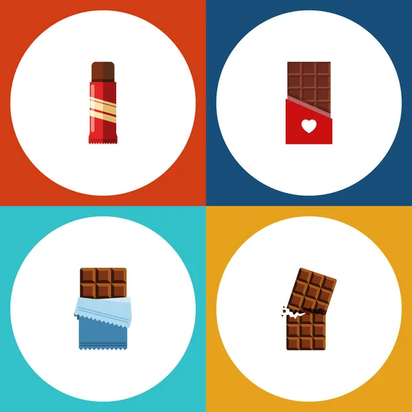 Icône plate Ensemble amer de chocolat, amer, enveloppant et autres objets vectoriels. Comprend également des éléments amers, sucrés et façonnés . — Image vectorielle