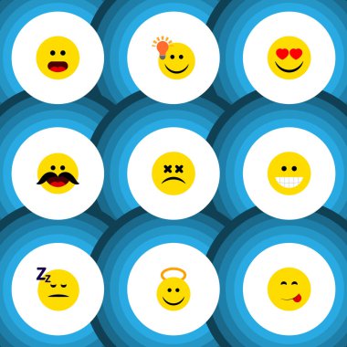 Düz simgesi ifade Angel, lezzetli yemek, neşeli ve diğer vektör nesneleri kümesi. Ayrıca uykuda, uyku, öğeleri tadını çıkarıyorlar içerir.