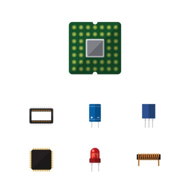Düz simgesi aygıt kümesi bobin, birimi, ana bilgisayarlara ve diğer vektör nesneleri. Ayrıca transistör, mikroişlemci, bobin öğeleri içerir.