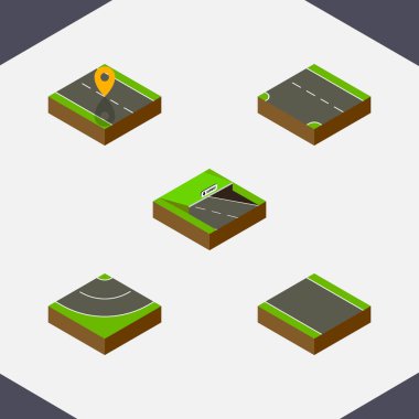 İzometrik Road navigasyon, şerit, yol ve diğer vektör nesneleri kümesi. Ayrıca tek taraflı, içerir şerit, metro öğeleri.