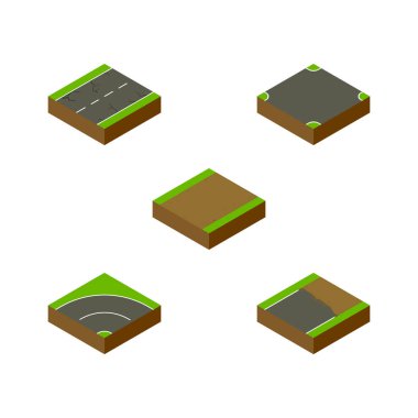 İzometrik yol çatlaklar, bitmemiş, asfalt ve diğer vektör nesneleri kümesi. Ayrıca eksik, içerir patika, asfalt öğeleri.