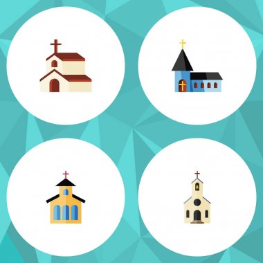 Düz simgesi kilise Binası, din, Katolik ve diğer vektör nesneleri kümesi. Ayrıca yapısı, din, Hıristiyan öğeleri içerir.