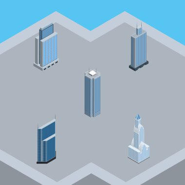 İzometrik gökdelen iş merkezi, kentsel, Cityscape ve diğer vektör nesneleri kümesi. Ayrıca kentsel, içerir Tower, iş öğeleri.
