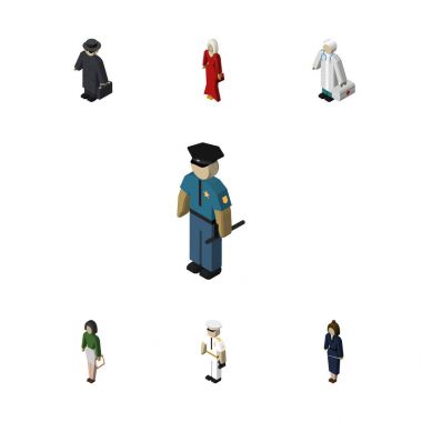 İzometrik kişi pedagog, Doktor, memur ve diğer vektör nesneleri kümesi. Ayrıca Mariner, Doktor, kız öğeleri içerir.