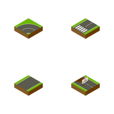 İzometrik yolu tamir, Footpassenger, asfalt ve diğer vektör nesneleri ayarlayın. Asfalt, yol, tek taraflı öğeleri de içerir.