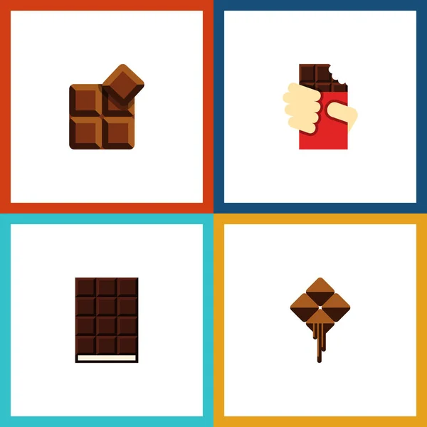Icona piatto cioccolato set di scatola a forma di, delizioso, cacao e altri oggetti vettoriali. Include anche scatola, dessert, deliziosi elementi . — Vettoriale Stock