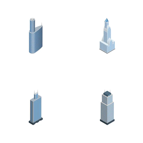 Conjunto de construção isométrica de centro de negócios, construção, paisagem urbana e outros objetos vetoriais. Também inclui Edifício, Negócios, Elementos Centro . —  Vetores de Stock