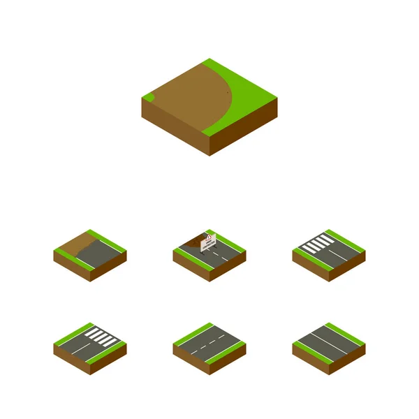 Isometric Way Set de pied de page, bande, allée et autres objets vectoriels. Comprend également route, plat, éléments de rotation . — Image vectorielle