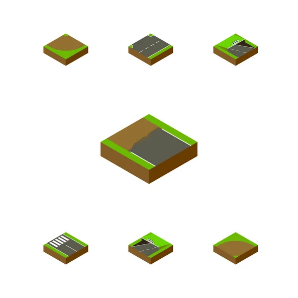 Isometric Road Set of Sand, Underground, Upwards Vector Objects. Comprend également métro, bande, éléments souterrains . — Image vectorielle