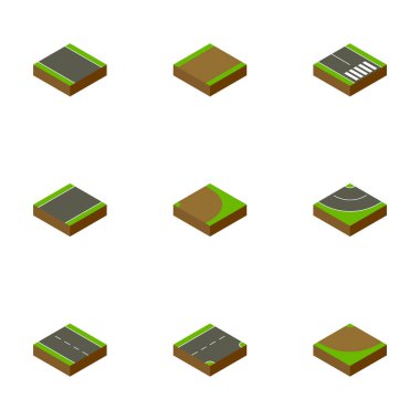 Sende, döndürme, izometrik yol kümesi aşağı ve diğer vektör nesneleri. Ayrıca Şerit, sende, rotasyon unsurları içerir.