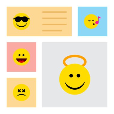 Düz simgesi, şaşı yüz, Angel, Descant ve diğer vektör nesneleri küme ifade. Gülüşü, şarkı, şarkı öğeleri de içerir.