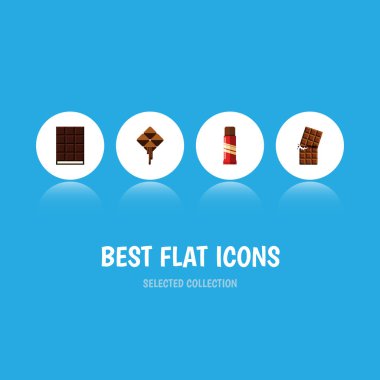 Tatlı, lezzetli, Wrapper ve diğer vektör nesnelerini düz simge kakao seti. Ayrıca sarmalayıcı, tatlı, kakao öğeleri içerir.