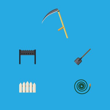 Düz simgesi kulübemde Barbekü, ahşap bariyer, kesici ve diğer vektör nesnelerini ayarlayın. Ayrıca Barbekü, Barbekü, hortum unsurları içerir.