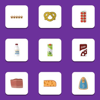 Düz simge kümesi sığır eti, şişe, yemek tavuk ve diğer vektör nesnelerini konserve. Ayrıca sığır eti, şişe, konserve öğeleri içerir.