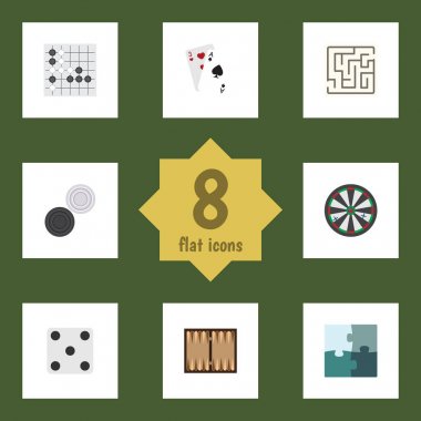 Düz simge oyunları zar, ok, Gomoku ve diğer vektör nesnelerini ayarlayın. Aynı zamanda zar, oyunu, kayıp öğeler içerir.