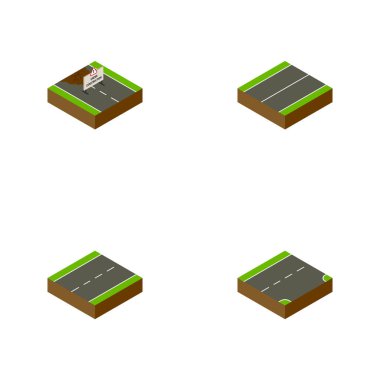 İzometrik yol ayarlayın ve Driveway, uçak ve diğer vektör nesneleri. Ayrıca düz öğeleri uçağı içerir.