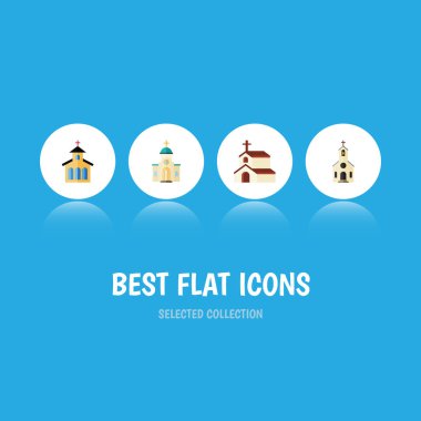 Düz simgesi Christian kümesi oluşturma, Katolik, dini ve diğer vektör nesneleri. Ayrıca bina, din, geleneksel öğeleri içerir.