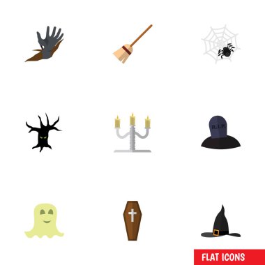 Düz simgesi Festivali mezar, ruh, Spinner ve diğer vektör nesneleri kümesi. Ayrıca hayalet, içerir ölü, Pyres öğeler.