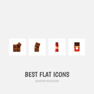 Tatlı, çikolata Bar, Wrapper ve diğer vektör nesnelerini düz simgesi acı kümesi. Ayrıca konfeksiyon, Delicious, çikolata öğeleri içerir.