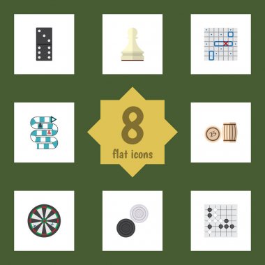 Düz simge oyun seti Multiplayer, ok, Gomoku ve diğer vektör nesneleri. Ayrıca oyunlar, Domino, gemi unsurları içerir.