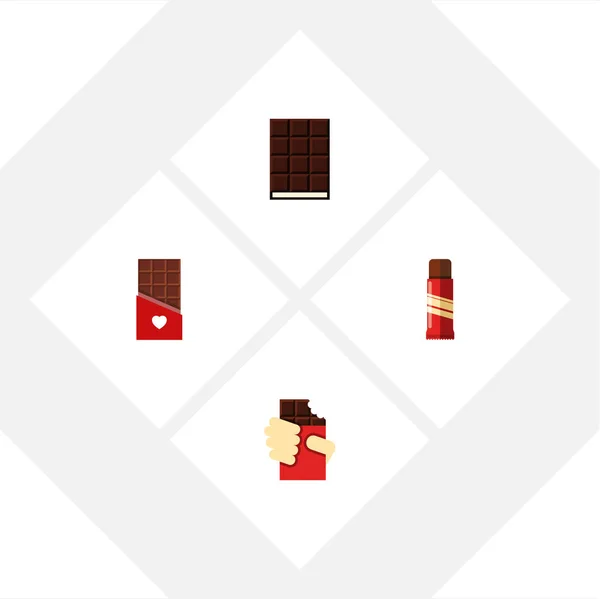 Platte pictogram Sweet Set Sweet, gevormde vak, Dessert en andere vectorobjecten. Ook omvat Dessert, confectie, chocolade elementen. — Stockvector