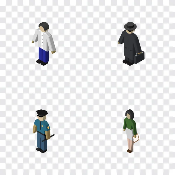 Isometric Human Set Of Pedagogue, Male, Detective And Other Vector Objects. Also Includes Educator, Boy, Man Elements. — Stock Vector